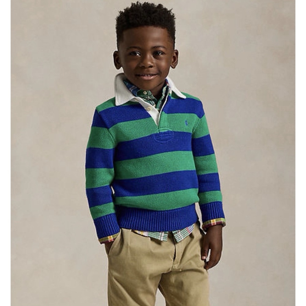 Polo Ralph Lauren Striped Cotton Rugby Sweater Boys Size 2 NWT $145